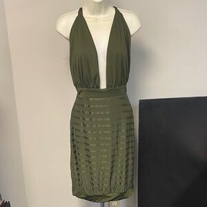 Olive Green Halter Dress